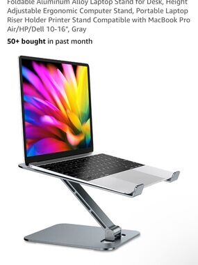 Adjustable Aluminum Laptop Stand for Tablets & Laptops - Gray